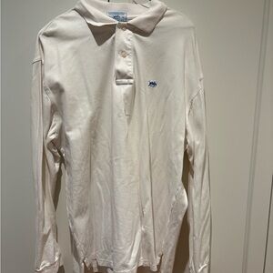 Southern Tide Cream Long Sleeve Polo Shirt Classic Design